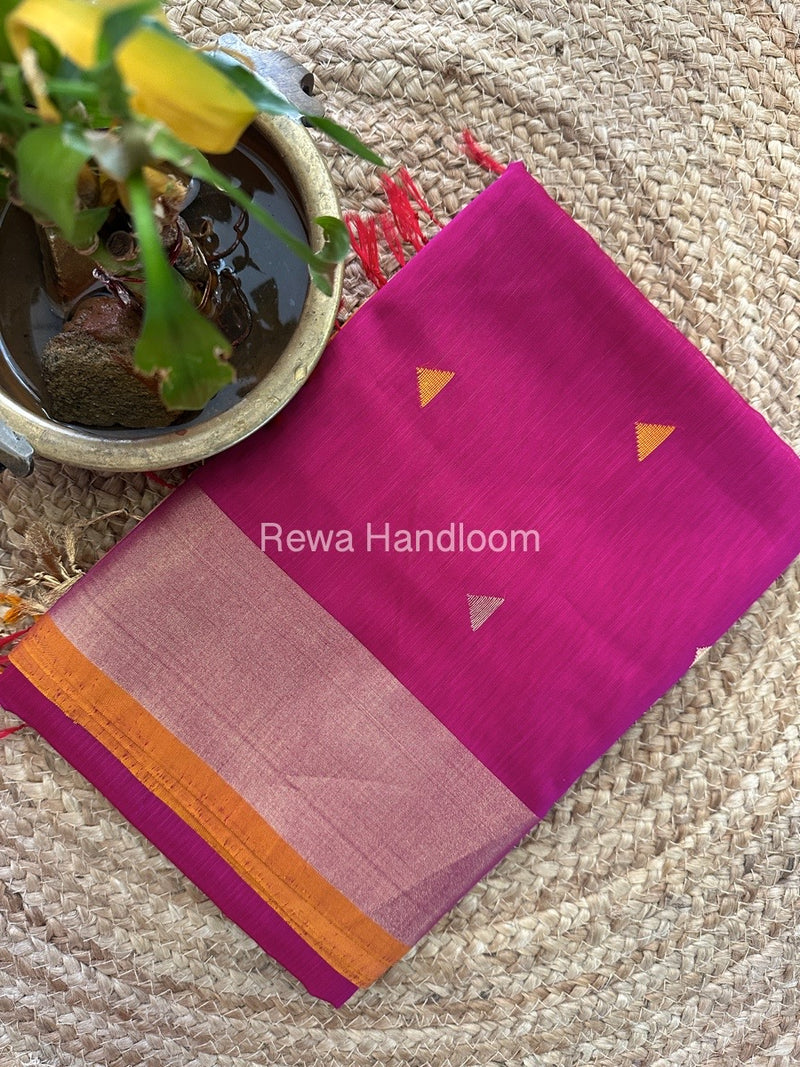 Magenta Zari Butti Maheshwari Saree SB0102