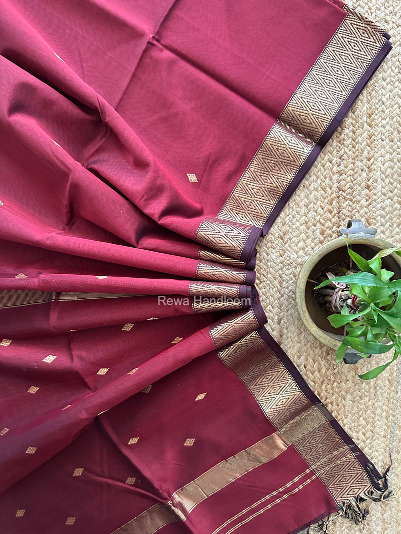 Famous Nayanthara Maroon Diamond Butti Maheshwari Saree DBS016