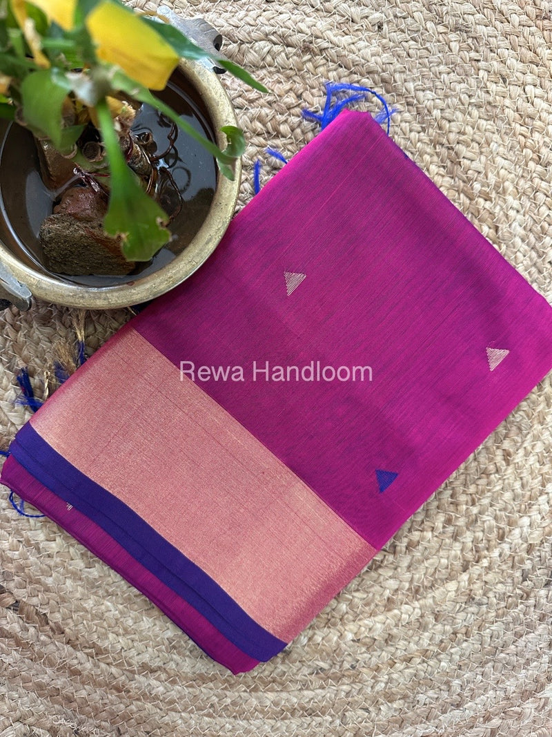Magenta Zari Butti Maheshwari Saree SB095