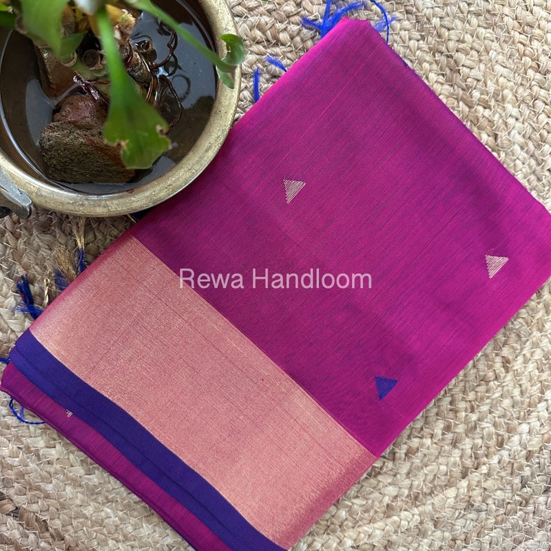 Magenta Zari Butti Maheshwari Saree SB095