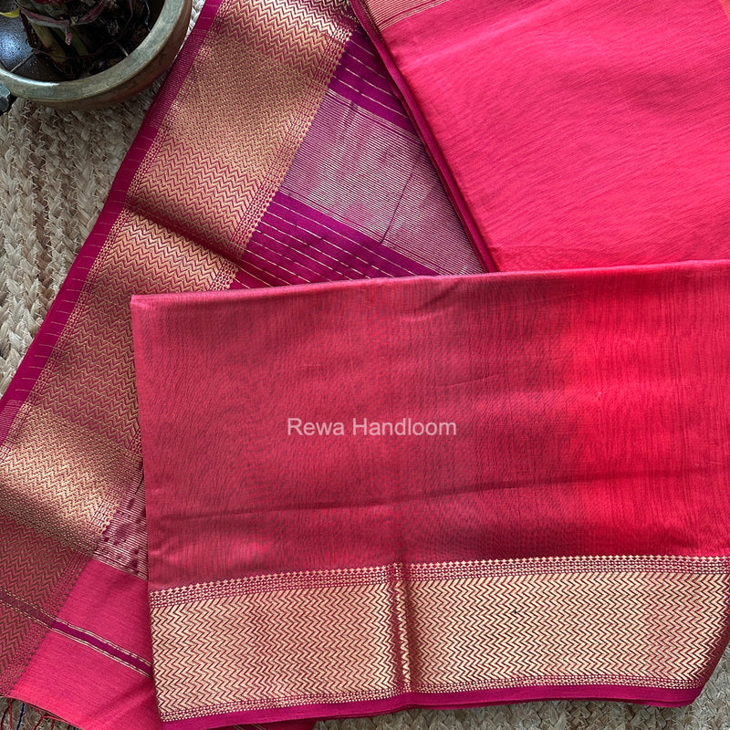 Maheshwari Fuchsia Shaded Plain Saree ZBPS017
