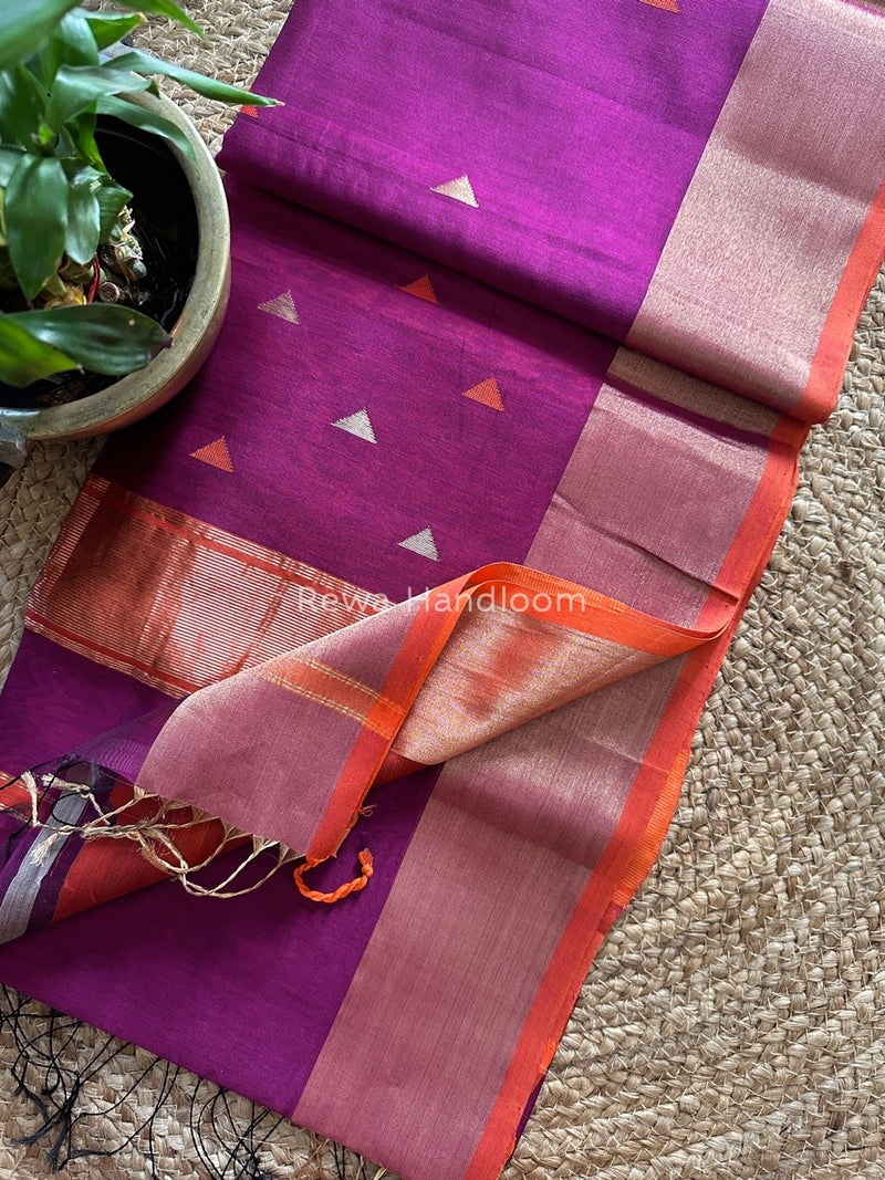  Zari Triangle Butti Maheshwari Saree