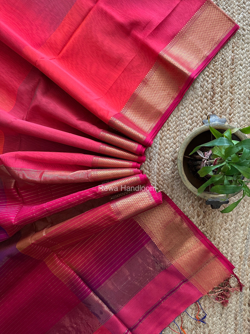 Maheshwari Fuchsia Shaded Plain Saree ZBPS017