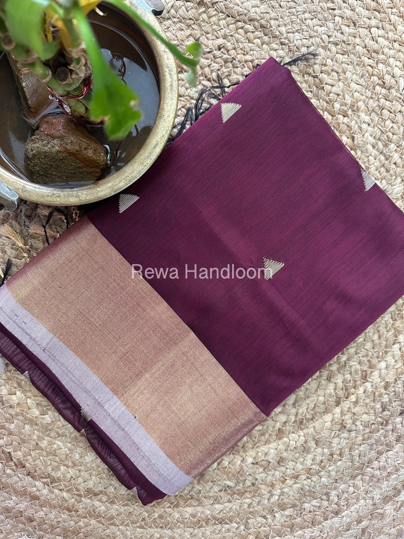 Wine Zari Butti Maheshwari Saree SB090
