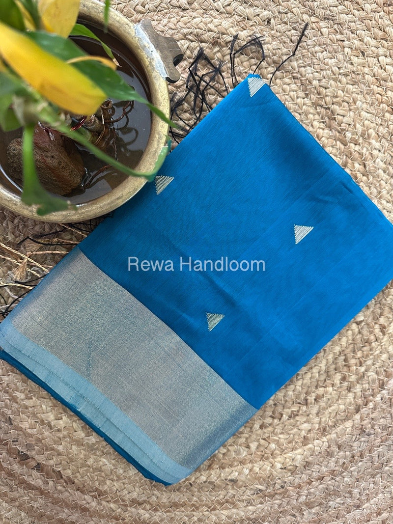 Rama Green Zari Butti Maheshwari Saree SB089