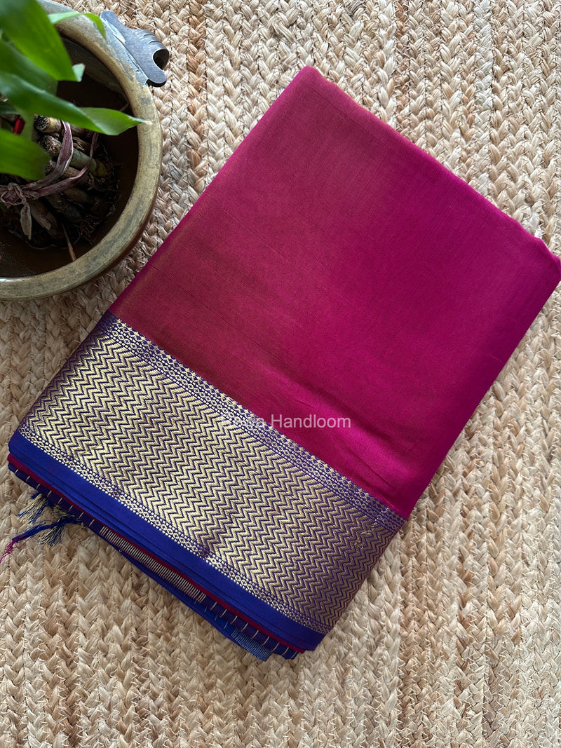 Maheshwari Magenta Shaded Plain Saree ZBPS019