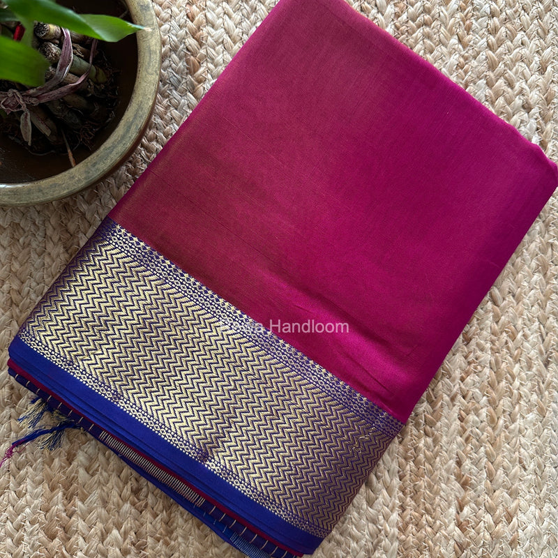 Maheshwari Magenta Shaded Plain Saree ZBPS019