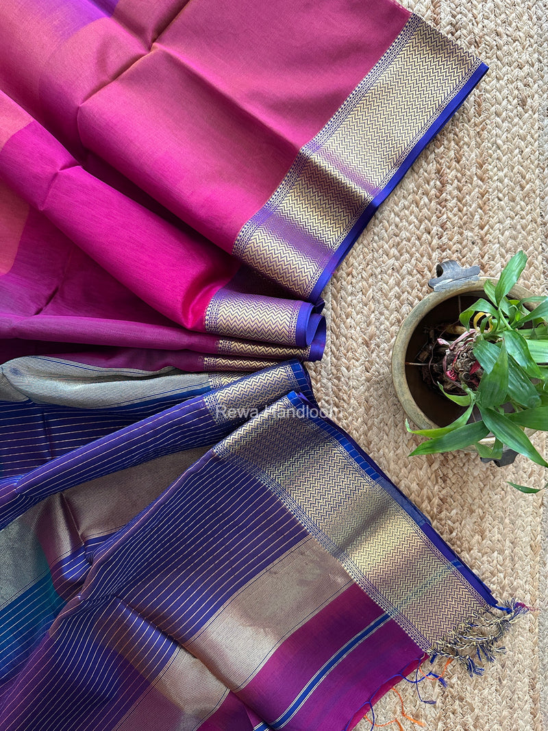 Maheshwari Magenta Shaded Plain Saree ZBPS019
