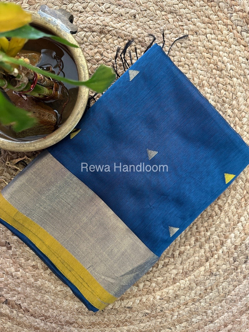 Dark Grey Zari Butti Maheshwari Saree SB093