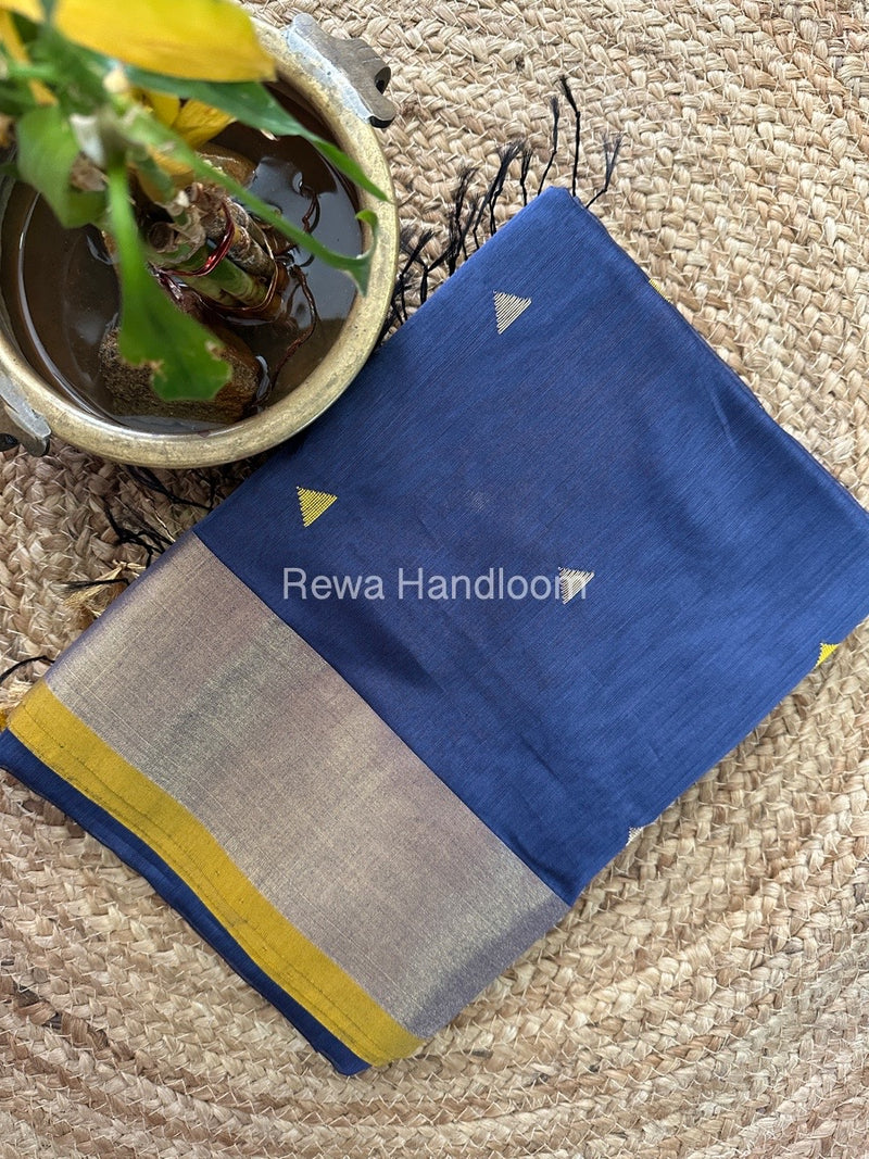 Grey Zari Butti Maheshwari Saree SB091