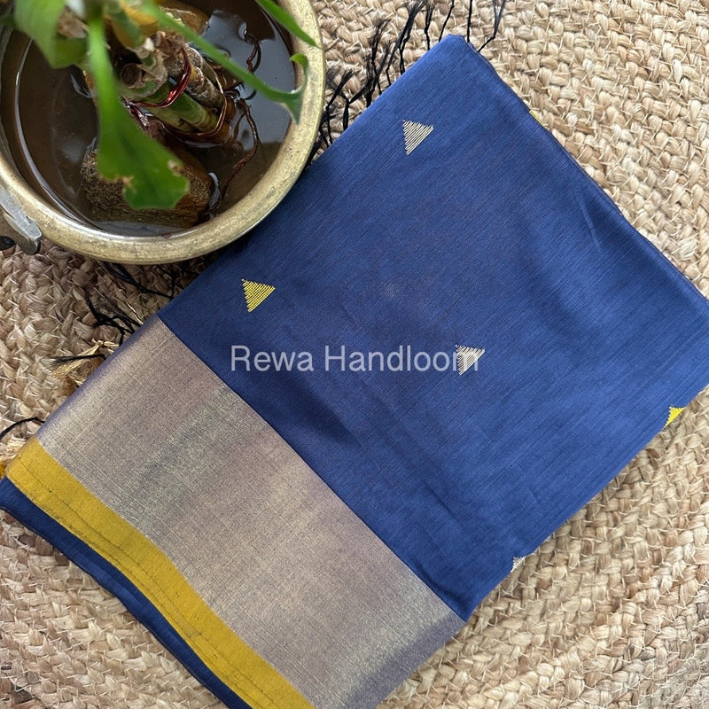 Grey Zari Butti Maheshwari Saree SB091