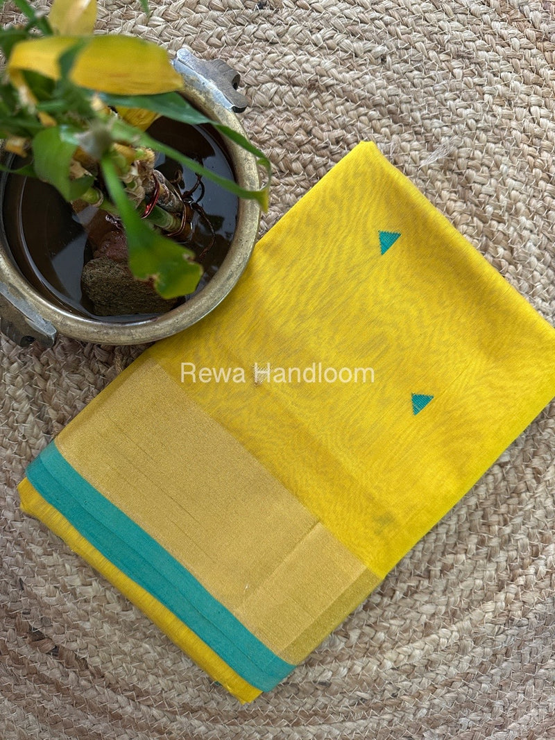 Yellow Zari Butti Maheshwari Saree SB088