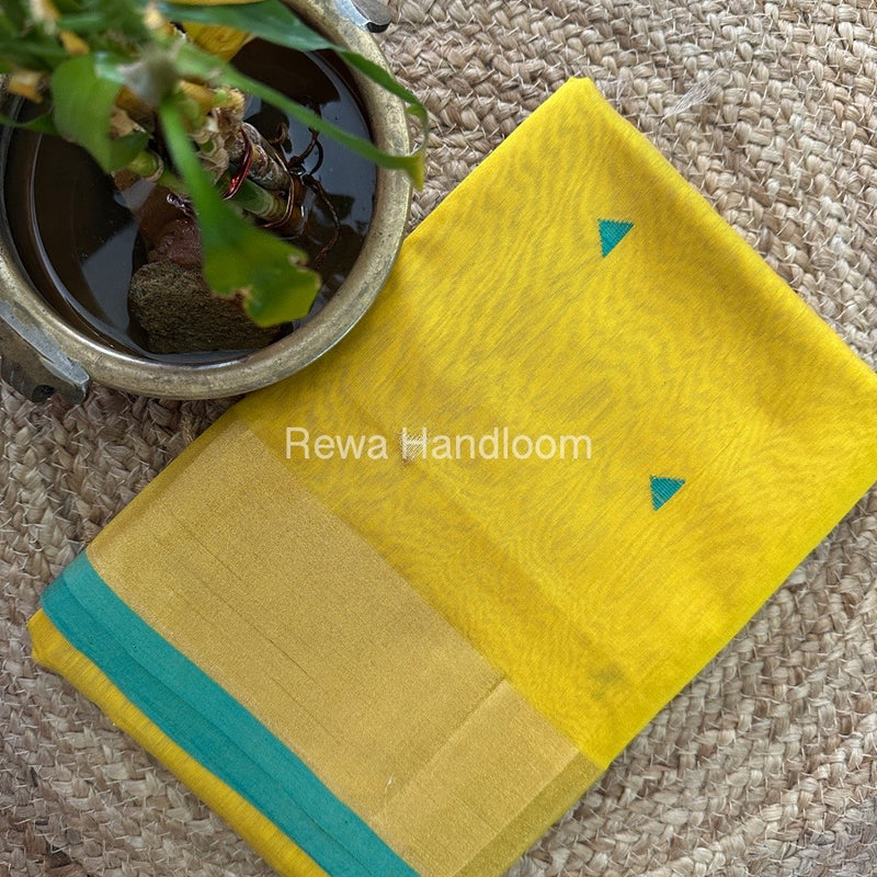 Yellow Zari Butti Maheshwari Saree SB088