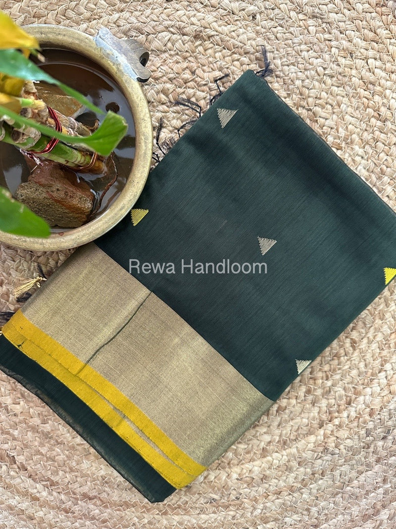 Green Zari Butti Maheshwari Saree SB087
