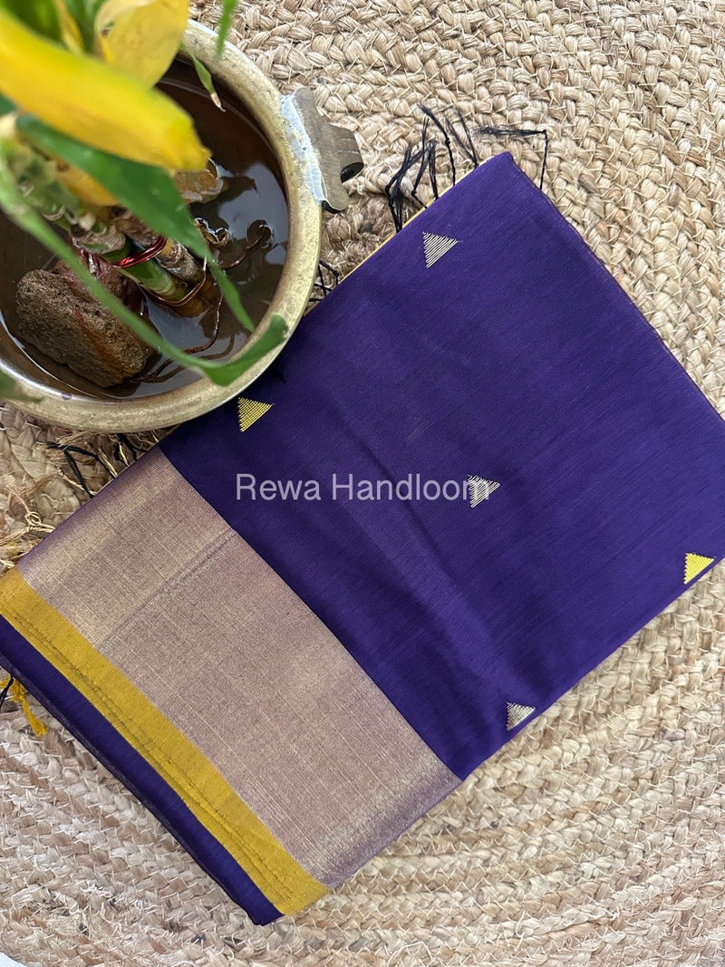 Purple Zari Butti Maheshwari Saree SB086