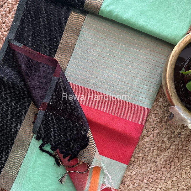  Green Ganga Jamuna Maheshwari Saree GJ03