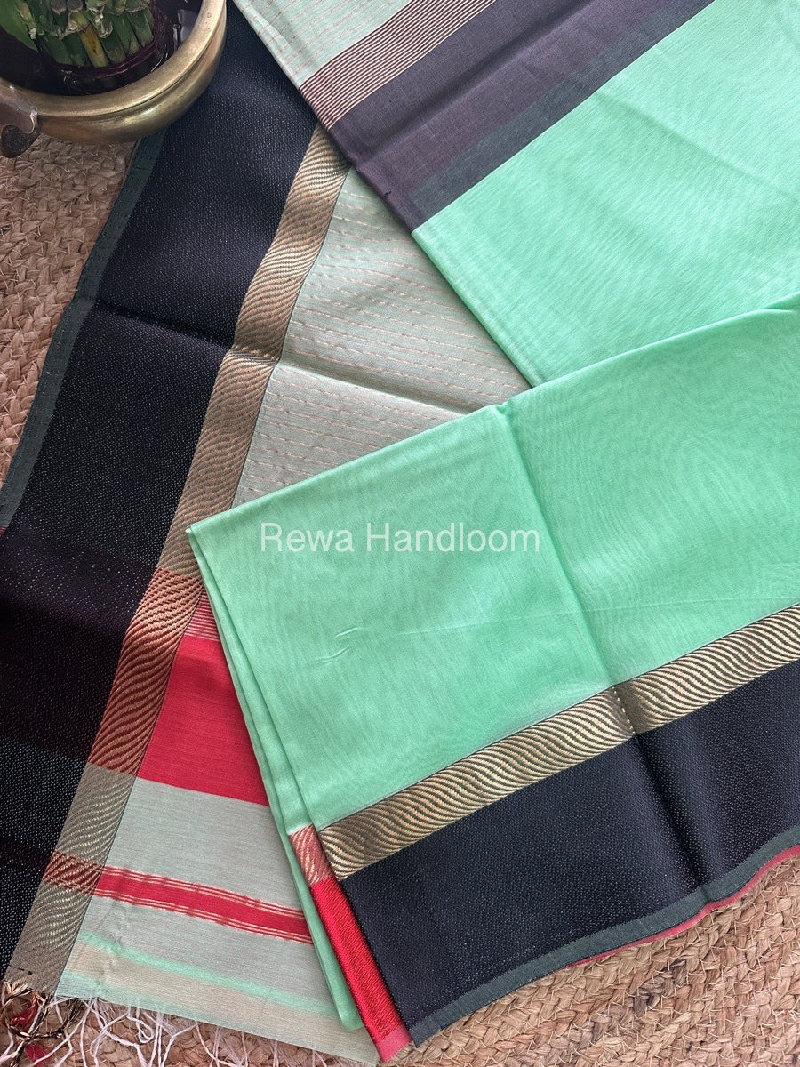  Green Ganga Jamuna Maheshwari Saree-GJ03