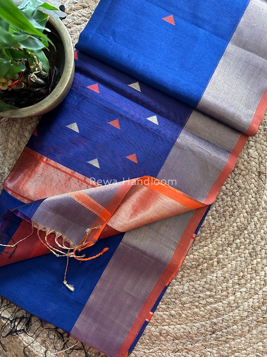  Zari Triangle Butti Maheshwari Saree