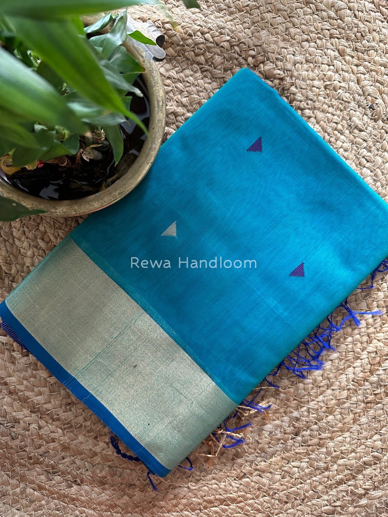 Morpankhi Zari Triangle Butti Maheshwari Saree SB058