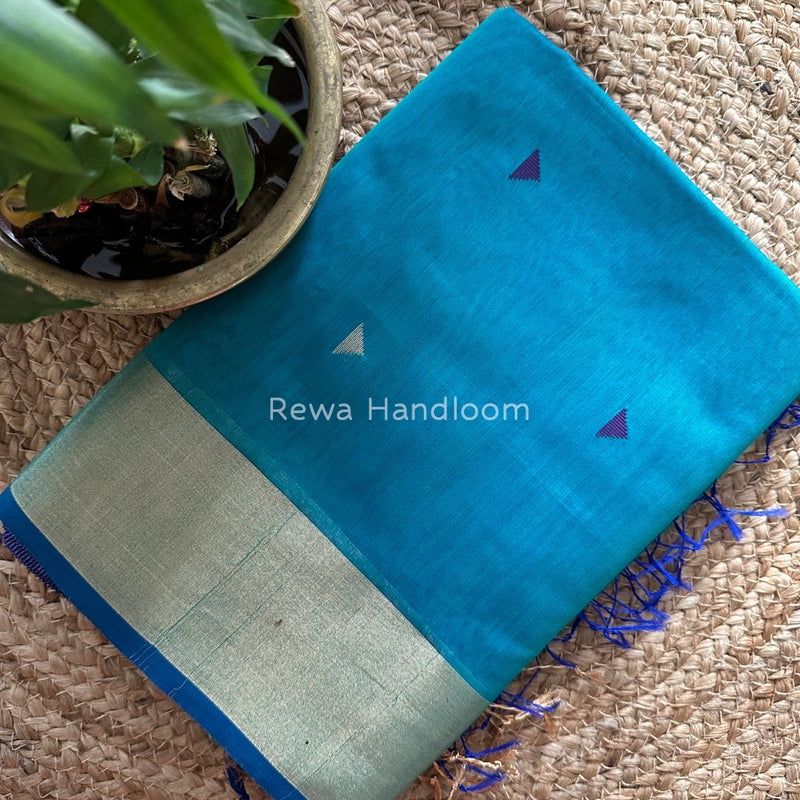 Morpankhi Zari Triangle Butti Maheshwari Saree SB058