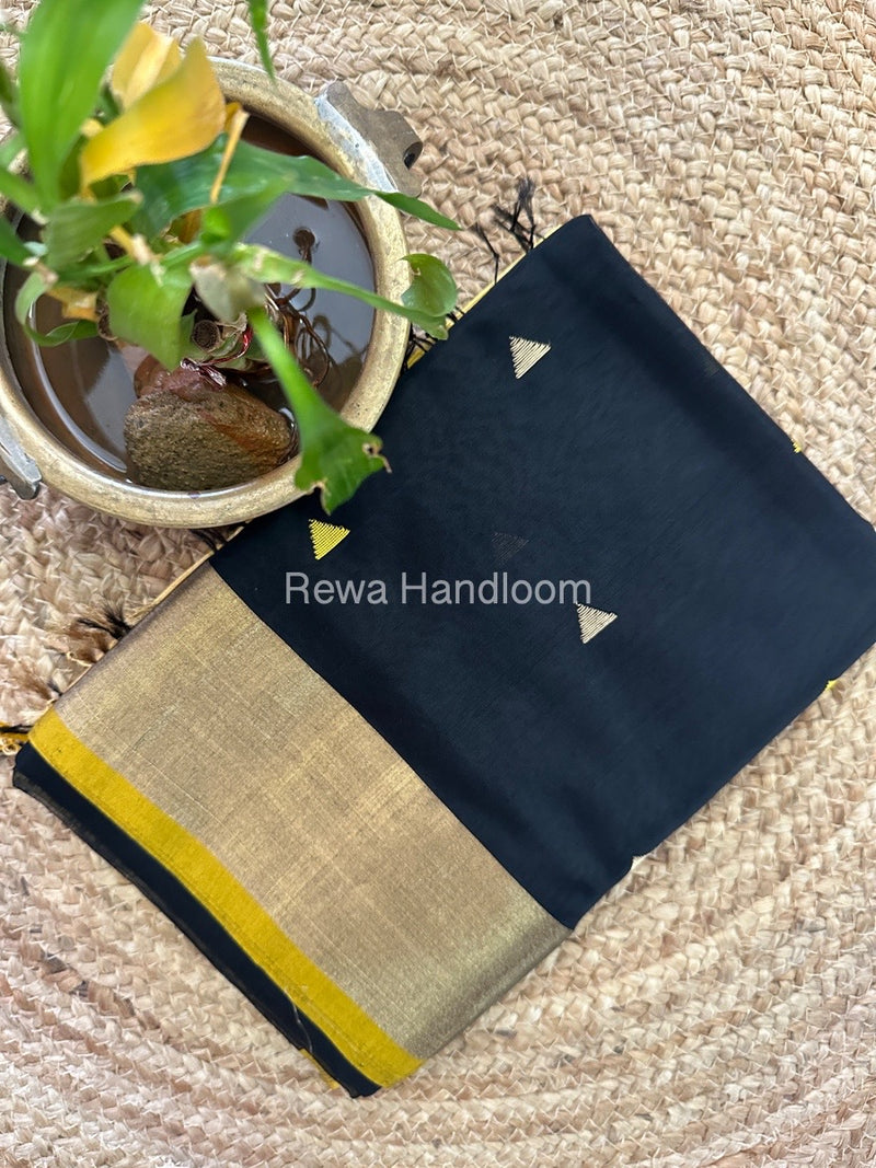 Black Zari Butti Maheshwari Saree SB083