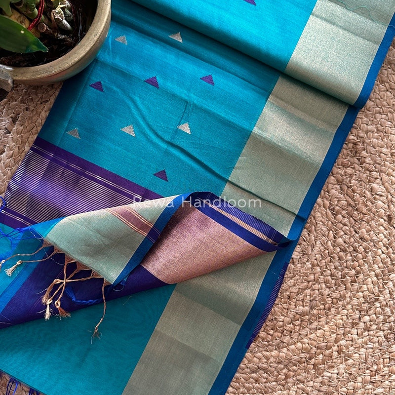  Zari Triangle Butti Maheshwari Saree