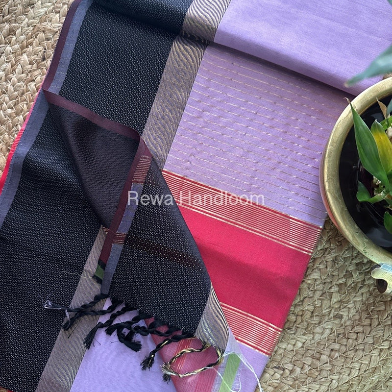 Light Lavender Ganga Jamuna Maheshwari Saree GJ013