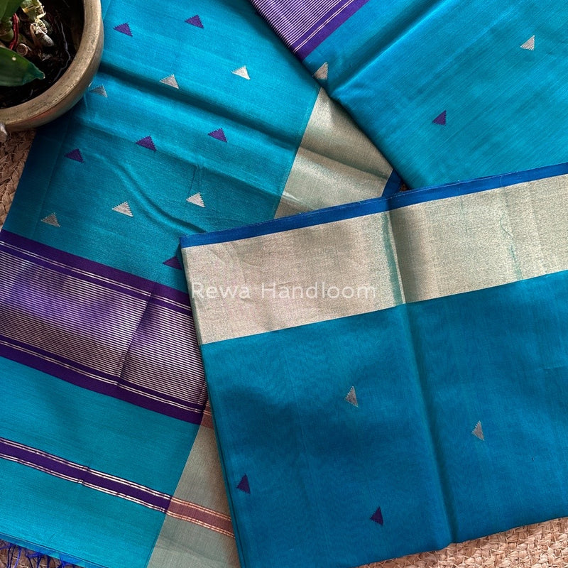 Morpankhi Zari Triangle Butti Maheshwari Saree SB058