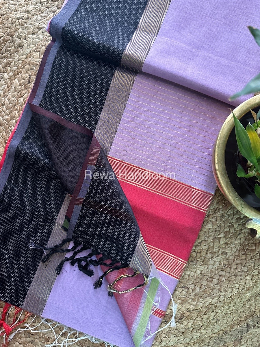 Light Lavender Ganga Jamuna Maheshwari Saree-GJ013