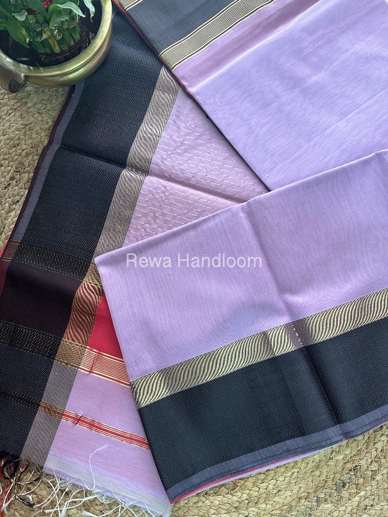 Light Lavender Ganga Jamuna Maheshwari Saree GJ013