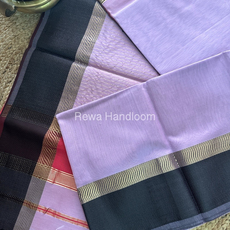 Light Lavender Ganga Jamuna Maheshwari Saree GJ013