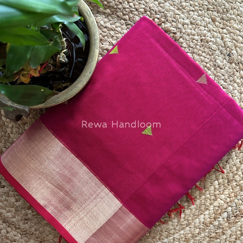 Magenta Zari Triangle Butti Maheshwari Saree SB037