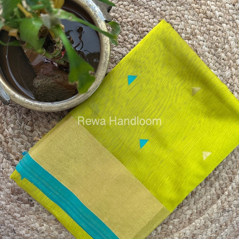 Light Green Zari Butti Maheshwari Saree SB084