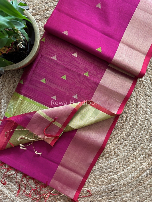  Zari Triangle Butti Maheshwari Saree