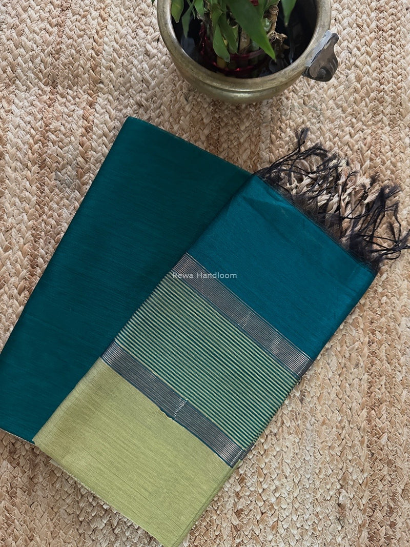 Maheshwari Rama Green-Light Chutney Green Zari Border Dress Material BRD060