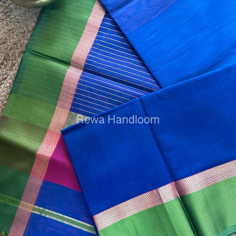 Blue Ganga Jamuna Maheshwari Saree-GJ014
