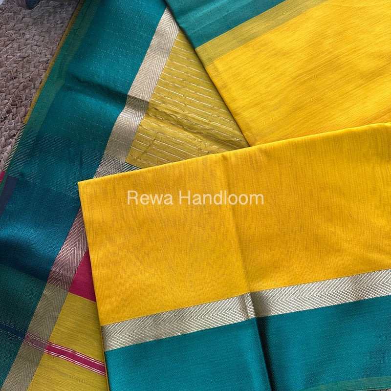 Yellow Ganga Jamuna Maheshwari Saree-GJ011