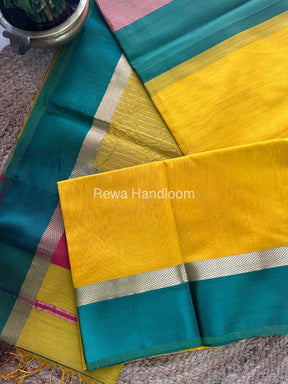 Yellow Ganga Jamuna Maheshwari Saree-GJ011