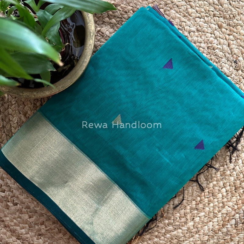 Morpankhi Zari Triangle Butti Maheshwari Saree SB034