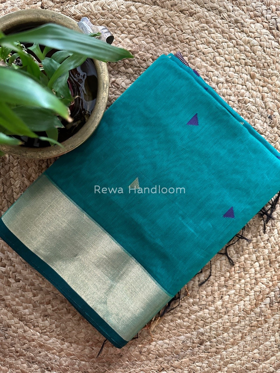 Morpankhi Zari Triangle Butti Maheshwari Saree SB034