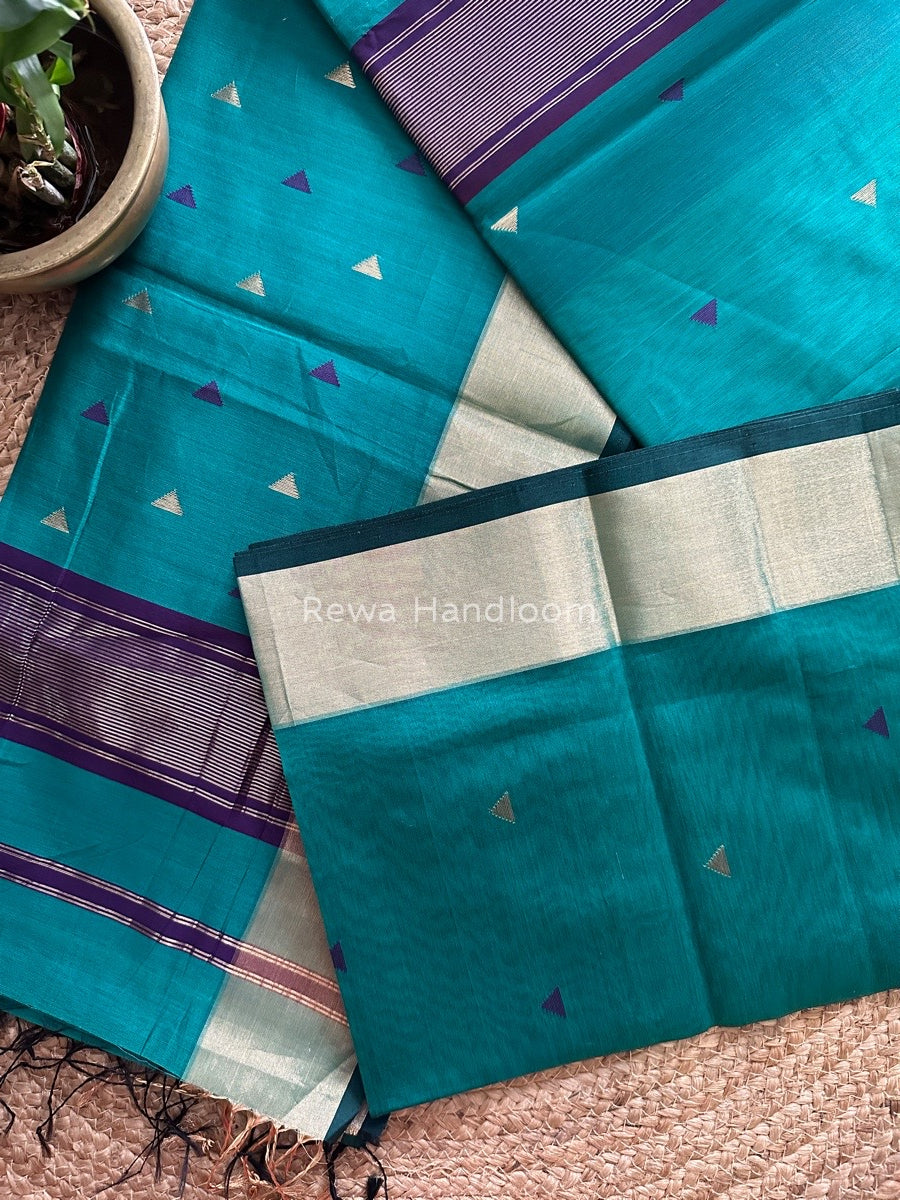 Morpankhi Zari Triangle Butti Maheshwari Saree SB034