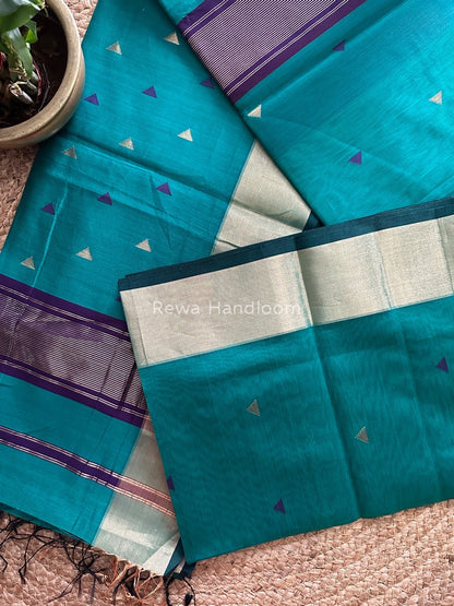 Morpankhi Zari Triangle Butti Maheshwari Saree SB034