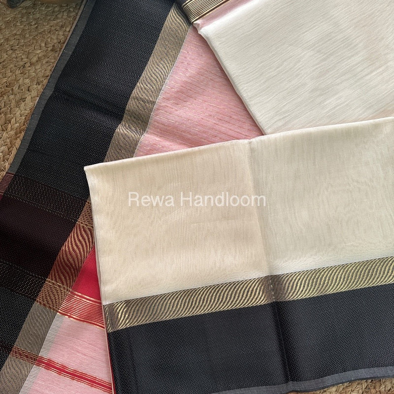 White Ganga Jamuna Maheshwari Saree-GJ024