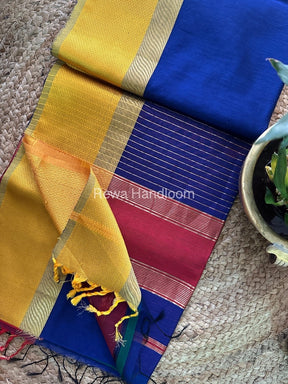 Navy Blue Ganga Jamuna Maheshwari Saree-GJ02