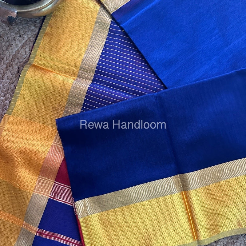 Blue Ganga Jamuna Maheshwari Saree-GJ021