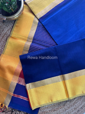 Blue Ganga Jamuna Maheshwari Saree-GJ021