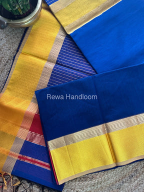 Navy Blue Ganga Jamuna Maheshwari Saree-GJ02