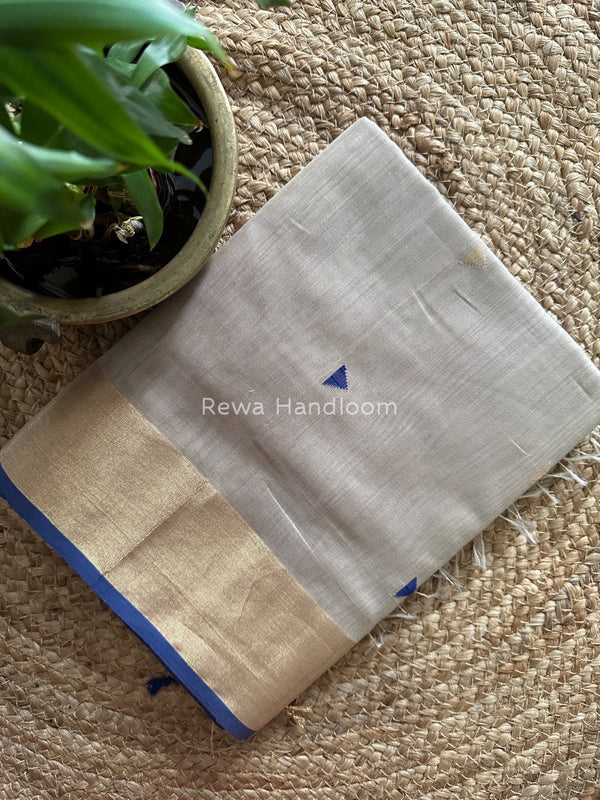 Beige Zari Triangle Butti Maheshwari Saree SB032