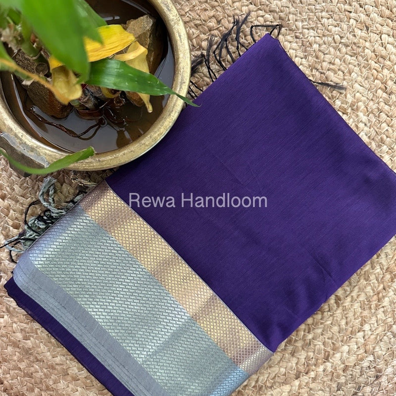 Maheshwari Purple Resham Thread Border Saree RTS052