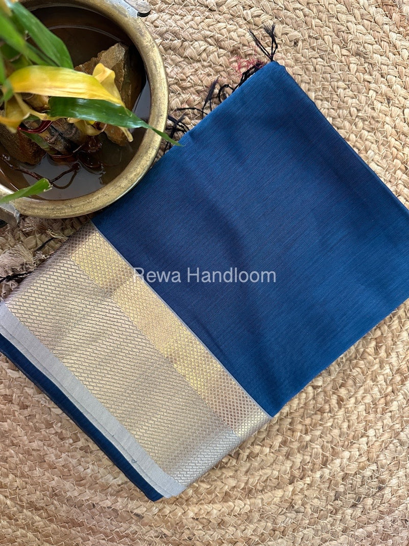 Maheshwari Dark Grey Resham Thread Border Saree RTS043